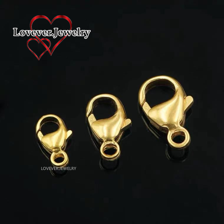 Us gold 10k Lock DIY Spring lock Fishtail lock water droplets lock Bracelet Buckled Necklace Head Button Joint Connection Buckle Accessories Material