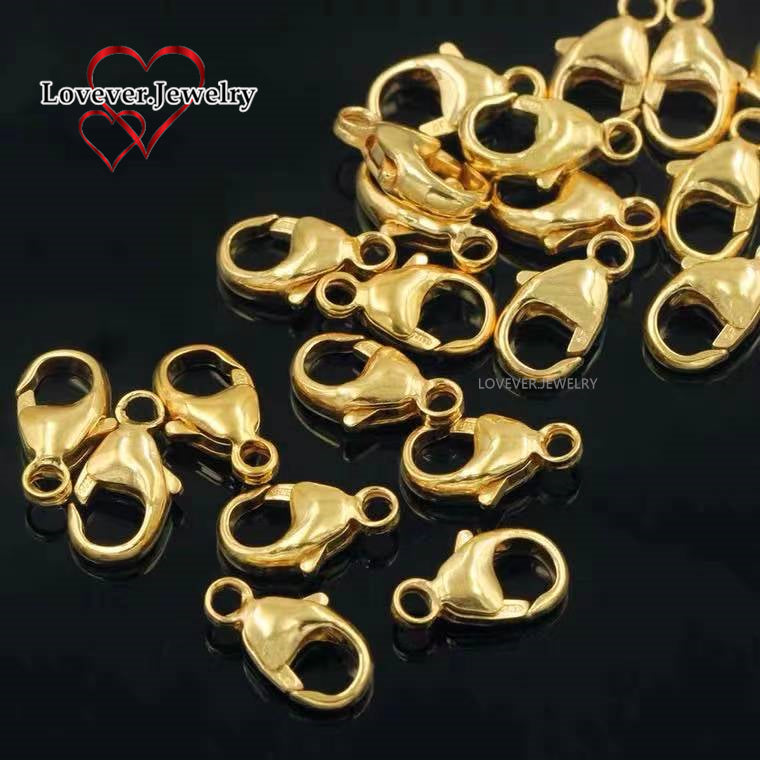 Us gold 10k Lock DIY Spring lock Fishtail lock water droplets lock Bracelet Buckled Necklace Head Button Joint Connection Buckle Accessories Material