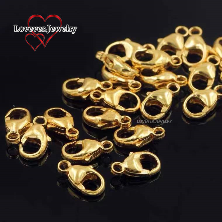 Us gold 10k Lock DIY Spring lock Fishtail lock water droplets lock Bracelet Buckled Necklace Head Button Joint Connection Buckle Accessories Material