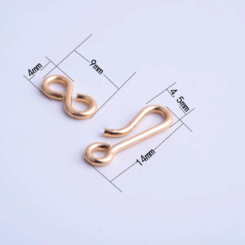 US GOLD 10K HOOK-SHAPED BUCKLE HANGING HOOK-SHAPED BUCKLE 8-CHARACTER BRACELET LOCK NECKLACE LOCK DIY ENDING CONNECTION ACCESSORIES LOCK BUCKLE