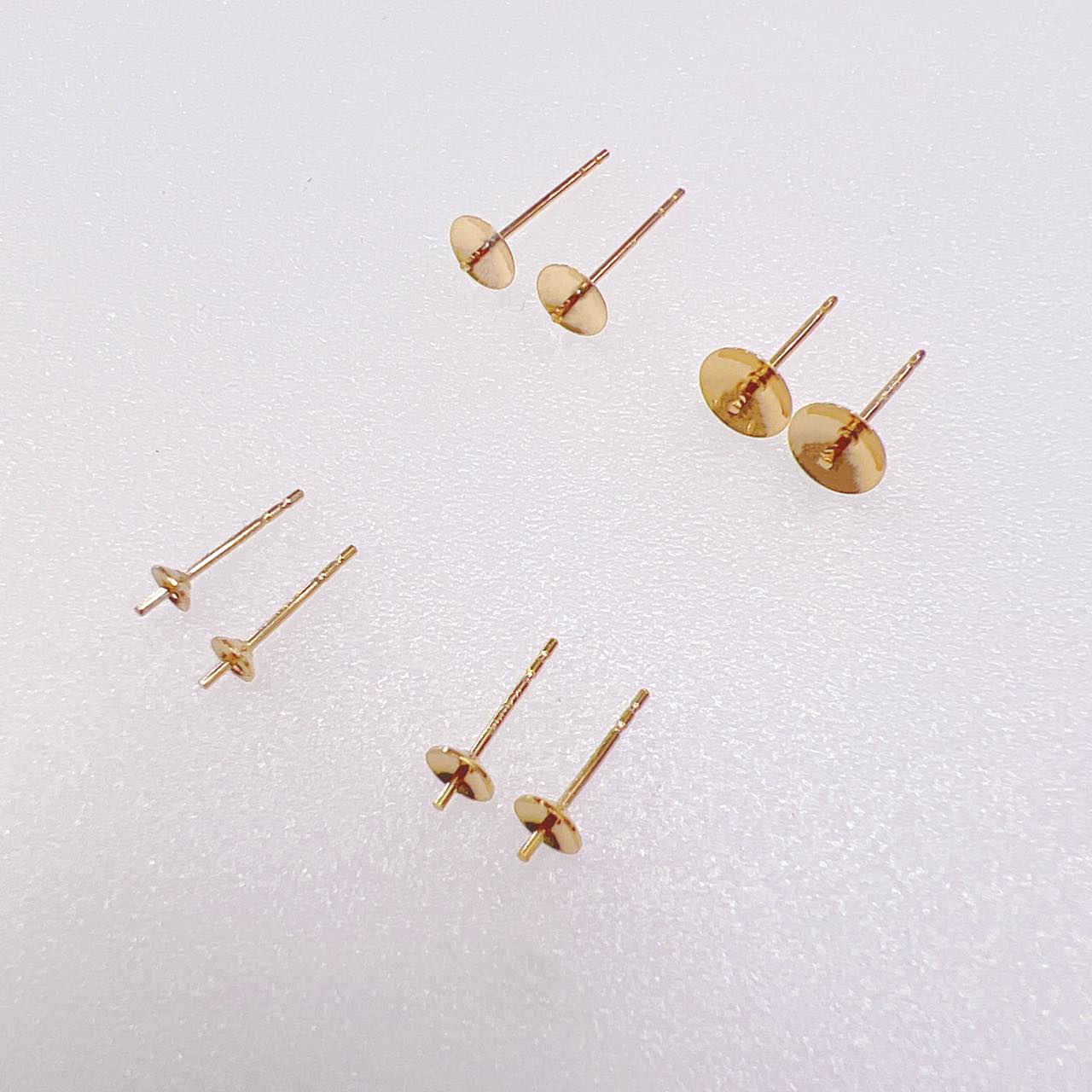 Us Gold 14K Earring pin Earring holder Earring Ear Stud Accessories half hole Earring Post Beads Holder for DIY Pearl Earrings women Jewelry Craft Making