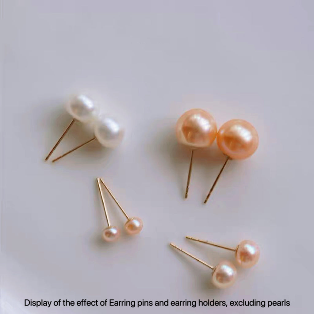 Us Gold 14K Earring pin Earring holder Earring Ear Stud Accessories half hole Earring Post Beads Holder for DIY Pearl Earrings women Jewelry Craft Making