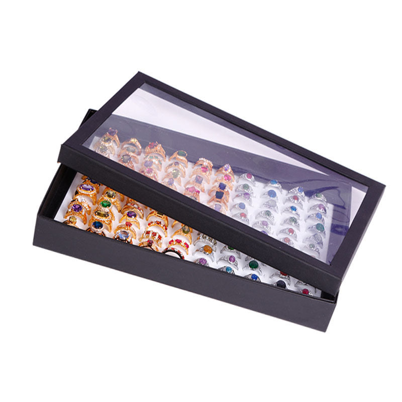 100Slot Velvet Sponge Ring Display Box Cardboard Jewelry Storage Case Holder Showcase Ring Cufflink