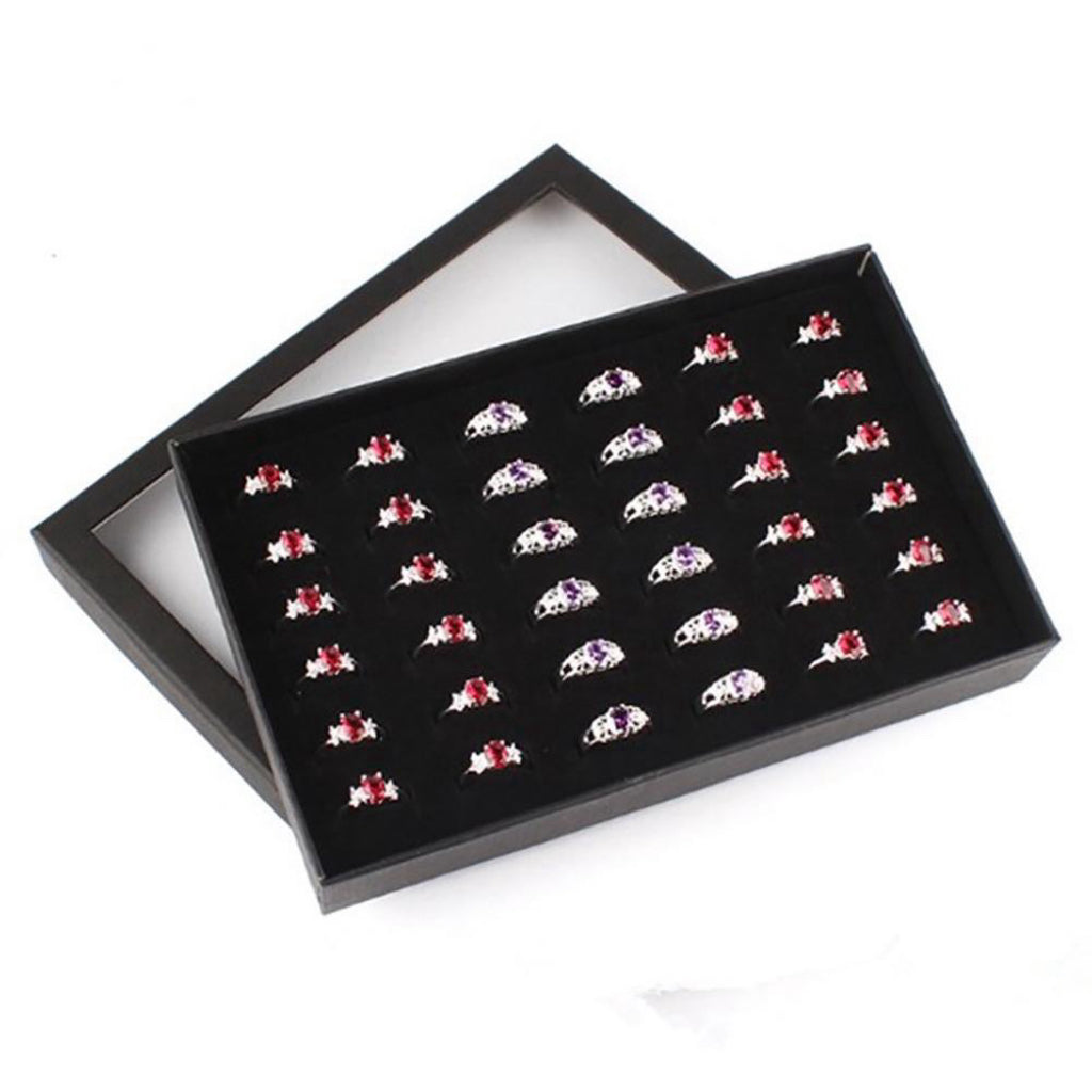 100Slot Velvet Sponge Ring Display Box Cardboard Jewelry Storage Case Holder Showcase Ring Cufflink